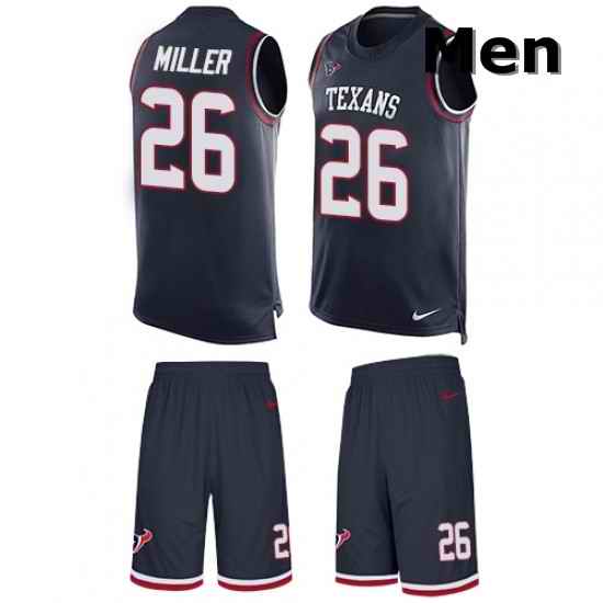 Men Nike Houston Texans 26 Lamar Miller Limited Navy Blue Tank Top Suit NFL Jersey